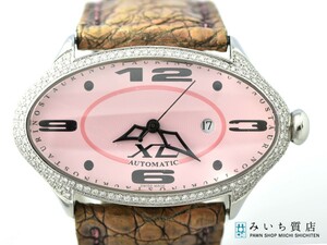 質屋 腕時計 STAURINO スタウリーノ XL ベゼル ダイヤモンド AT ピンク文字盤 みいち質店