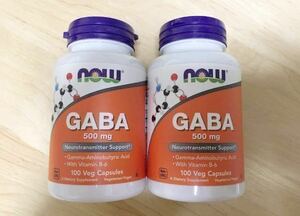 【2個 送料無料】GABA 500mg ビタミンB6配合 100カプセル （ガンマ アミノ酪酸 サプリメント now foods ナウフーズ ギャバ ネルノダ サプリ
