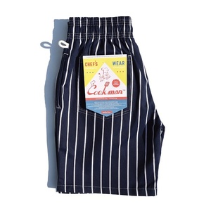 M size Cook man shef short pants pinstripe navy COOKMAN Chef Short Pants PINSTRIPE Navy navy blue color work pants new goods 