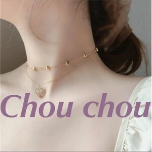 ハート　ゴールド チェーンチョーカー ネックレス　韓国系ファッション