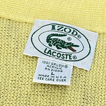 80s 90s USA製 IZOD LACOSTE カーディガン L イエロー アイゾッド ラコステ ワニ アクリル ニット セーター ヴィンテージ_画像5