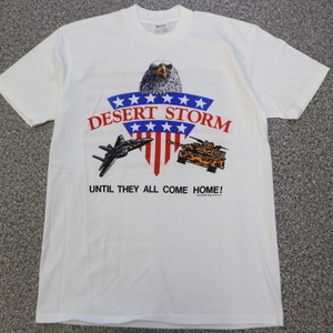 Dead Stock 90s USA製 Desert Storm 星条旗 Tシャツ L 湾岸戦争 デザートストーム イーグル 鷹 ミリタリー 戦闘機 米軍 ヴィンテージ