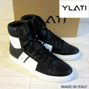 新品 未使用 YLATI イラッティ イタリア製 GUCCIの職人によるブランド レザースニーカー ハイカット シューズ メンズ ブラック 40 25cm