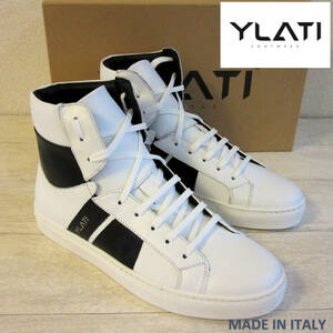 試着のみ 未使用 YLATI イラッティ イタリア製 GUCCIの職人によるブランド レザースニーカー ハイカット シューズ メンズ ホワイト 42 27cm