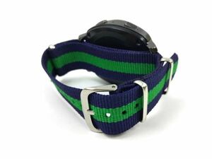 nato type nylon made military strap wristwatch cloth belt navy blue green stripe 20mm