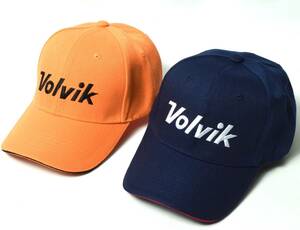 2個セット 未使用 Volvik ボルビック メンズ ゴルフ キャップ 帽子 FREE ネイビー + オレンジ サイズ調節可