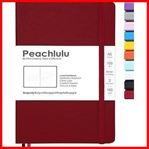 Peachluluノートブック クラシック ハードカバー ジャーナル 横罫 6mm 赤