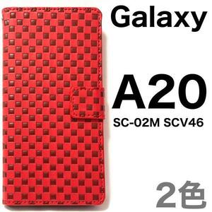 送料無料 Galaxy A20 SC-02M SCV46 チェック柄 手帳型ケース