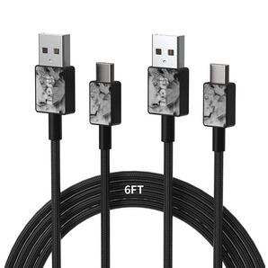 USB Aポート高速充電ケーブルUSB Aケーブル6ft 1.8m2本セット 黒