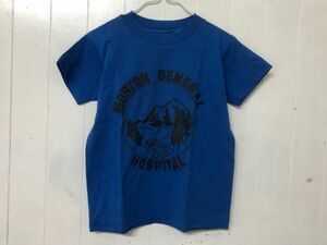 訳あり クリックポスト可 キッズ Hanes ヘインズ Fifty-Fifty 青タグ US 古着 アメリカ 半袖 Tシャツ キッズ 7 子ども BLUE Y9-34