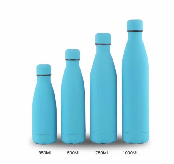 ステンレス　スリム　ボトル　水筒　ブルー　青　シンプル　柄なし　350ml 