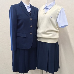AT19-2(中古) 栃木県 宇都宮北高校 7点セット /指定品/165A/L/W66/ブレザー/ベスト/セーター/ブラウス/スカート/制服/学生服/卒業生品の商品画像