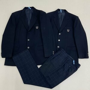 UT99-3 (中古) 栃木県 黒羽高校 男子学生服 3点セット /指定/170A/185A/W76/ブレザー/ズボン/濃紺/COLLEGEACE/冬服/中学校/高校/制服/学生/