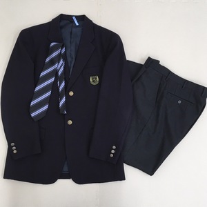 AT28-4 (中古) 栃木県 國學院大學栃木高校 男子学生服 3点セット /指定品/170A/W76/ブレザー/冬ズボン/ネクタイ/M.YURIKO/制服/冬服/中学校