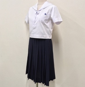 A845 (中古) 兵庫県 松陽中学校 セーラー服 上下セット /指定品/L/W72/Haneuma/セーラー/スカート/半袖/夏服/制服/女子学生/学生服