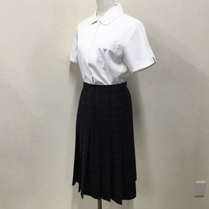 K489 (中古) 兵庫県 相生学院高等学校 ブラウス スカート 2点セット /指定品/M/W66/丈63/半袖/夏用/TOMBOWVARSITYMATE/制服/女子学生/学生