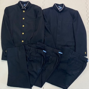 AT291-2(中古) 栃木県 宇都宮東高校 男子学生服 5点セット /Cランク/黒/学ラン/ズボン/170A/175A/W73/校章/学年章/制服/標準型学生服