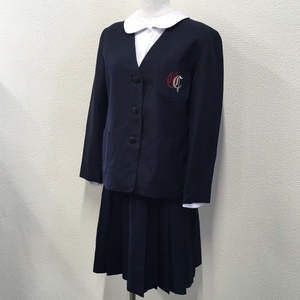 A255 (中古) 校名不明 制服 3点セット /ブレザー/スカート/ブラウス/160A/W60/丈58/NIKKE/長袖/冬服/冬用/制服/中学校/女子学生/学生服