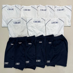 YJ733 ( used ) Hyogo prefecture Chuubu junior high school jersey top and bottom 12 point set / designation goods /160/165/170/ short sleeves / shorts / navy blue / for summer / summer clothing / gym uniform / gym uniform / part .