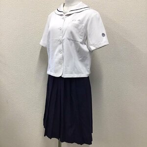 O757 (中古) 福岡県 浮羽中学校 セーラー服 2点セット /M/W61/丈56/セーラー/スカート/紺1本/夏服/制服/学生服/中学校/高校/女子学生服