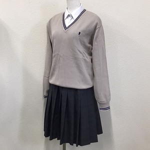 F132 (中古) 学生服 3点セット /160/M/W65/セーター/スカート/ブラウス/OLIVEdesOLIVE/冬服/長袖/チェック柄/制服/高校/女子学生/学生