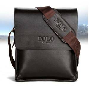 新品 メンズ POLO VIDENG ショルダーバッグ ブラウン茶 縦型 高級PUレザー 大人気ブランド 多機能 防水 耐久 上質 格安