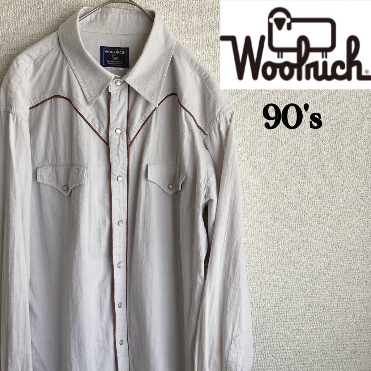 WOOL RICH】ウールリッチ navy×whiteスノーフレーク柄 3B薄手コットン