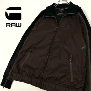 秀逸デザイン G-STAR RAW（ジースターロゥ）ナイロンジャケット メンズL ブラック/ブラウン