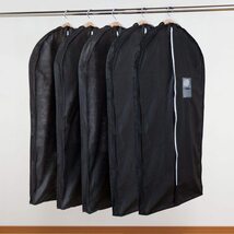 アストロ 洋服カバー マチ付 5枚 スーツサイズ 黒 不織布 ファスナー 透明窓 防虫剤ポケット付き 底までカバー 110-45_画像2
