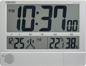 セイコー クロック 掛け時計 置き時計 兼用 電波 デジタル プログラム機能 カレンダー 六曜 温度 湿度 表示 大型 薄型 軽量