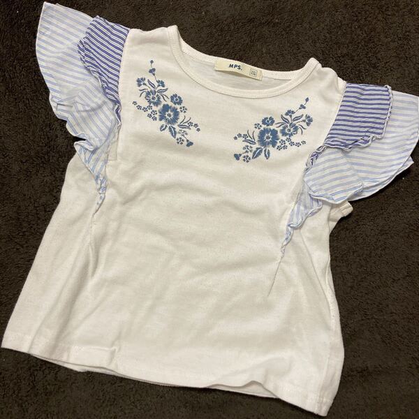 半袖Tシャツ ノースリー 肩フリル 美品 110 MPS 女の子 刺繍 まとめ売り対象⑥
