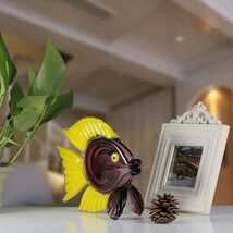 熱帯魚 黄紫色 地中海 クリスタル アクアブルー ガラス ガラス彫刻 置物 装飾 インテリア リビング 玄関 オーナメント_画像7