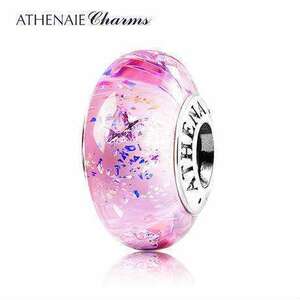 ATHENAIE パンドラ適合 ビーズチャーム シルバー925 ムラーノガラス Murano 925Silver Charm Bead Fit Pandora 星形CZ ラッキースター