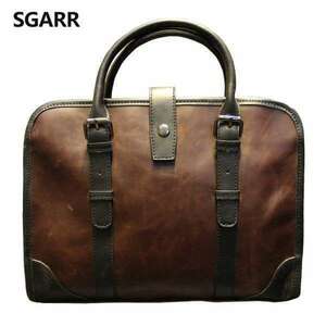  business bag pu leather men's business zipper briefcase _coffee