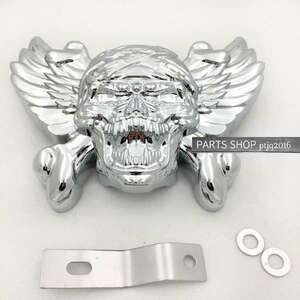 1zombi cowbell horn cover Skull Harley Dyna touring Softail fld fxd fld flh Road King Street clear gold 