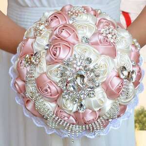 811HN high class artificial flower bouquet bouquet diameter 23cm bride wedding bouquet gorgeous rhinestone crystal 