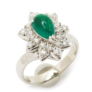  emerald diamond ring #11 approximately 11 number Pt900* emerald 1.13ct* diamond 0.45ct platinum kaboshon ring beautiful goods so-ting attaching 