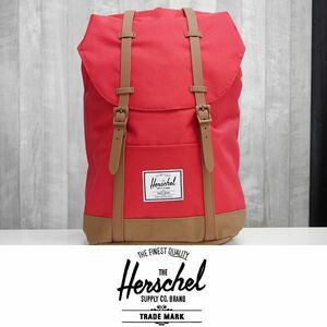 【新品:SALE】20 HERSCHEL RETREAT BACKPACK 600D POLY バックパック RED/SADDLE BROWN 正規品