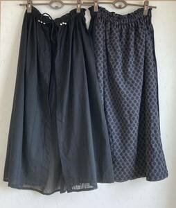 【新品！】スカート　チュールスカート　2枚　2WAY　Fサイズ　サラサラ生地　涼しい　黒　水玉　ドット　ウエストゴム　ゆったり　