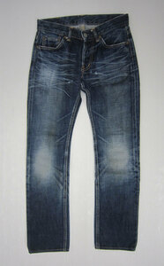 OMNIGOD オムニゴッド Lot.50501 USED加工 デニムパンツ サイズ00 W68 レディース チェーンステッチ ボタンフライ 日本製 jeans