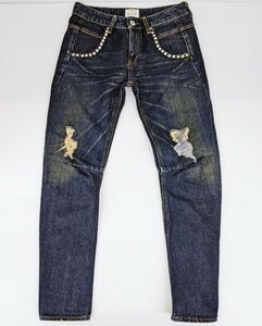 Ungrid アングリッド スキニーフィット ダメージデニム レディース サイズ24 リベット装飾 skinny-fit damaged denim pants jeans