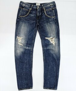 Ungrid アングリッド スキニーフィット ダメージデニム レディース サイズ25 リベット装飾 skinny-fit damaged denim pants jeans