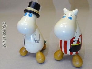 Moomin Daddy &amp; Mama Wooden Doll Push Pusm Press 2 типы Set Finnish Maker Leather Tag включен порядок массажа Moomin