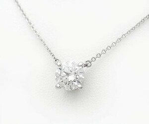 [ зеленый магазин ломбард ] Tiffany бриллиантовое колье 1.18ct передний и задний (до и после) ранг Pt950[ б/у ]