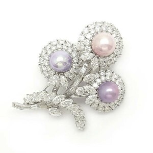 [ green shop pawnshop ] Harry Winston pearl diamond brooch ( America production natural pearl pearl 9.2mm~10.4mm) high jewelry [ used ]