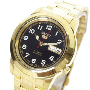 新品未使用品 逆輸入セイコー 腕時計 メンズ SNKK40J 自動巻き ブラック ゴールド//00038065//a385