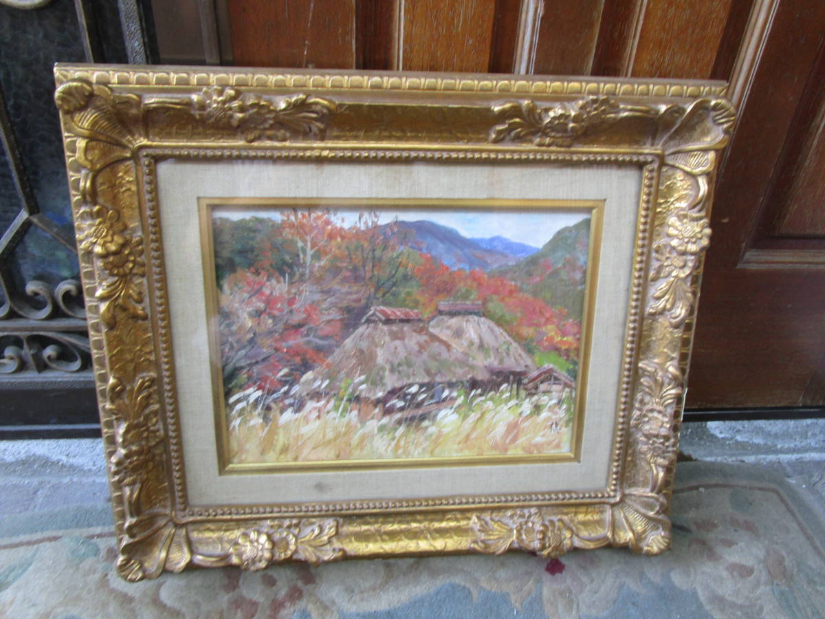 油彩画 洋画 (油絵額縁付きで納品対応可) M8号 「雨晴海岸」 小川 久雄