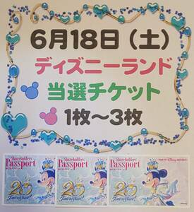 ★6月18日(土) 東京ディズニーランド・1デーパスポート・当選チケット ★　1枚～3枚
