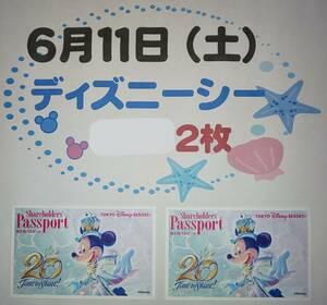 ◆6月11日(土) 東京ディズニーシー・1デーパスポート・当選チケット 　2枚セット　