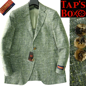 新品 タップスボックス イタリア E.THOMAS ネップ混 シルク リネン ジャケット 46(M) 緑 【J57190】 春夏 TAP'S BOX ブレザー メンズ